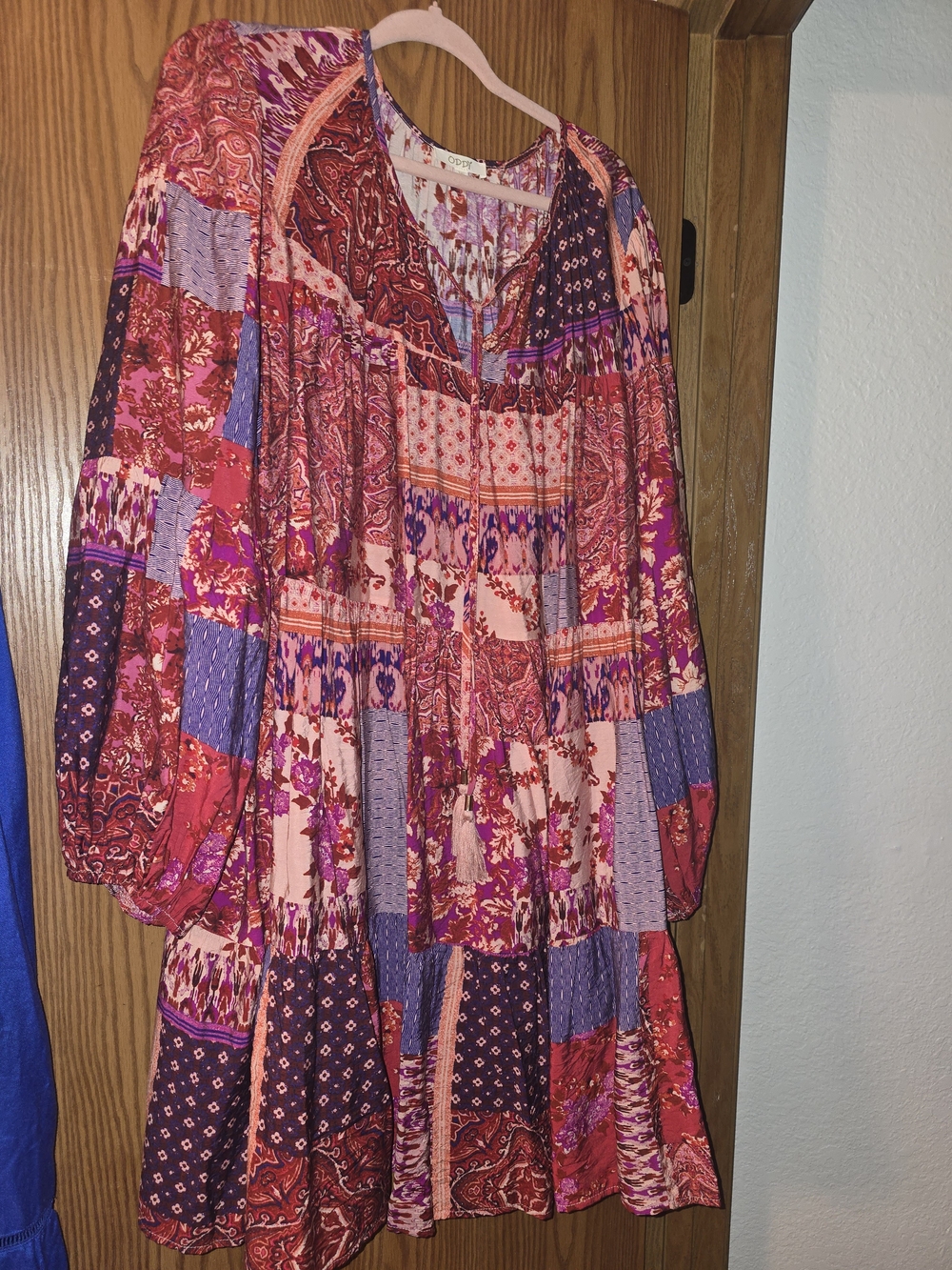 ODDY Patchwork Mini Dress in Pink & Purple